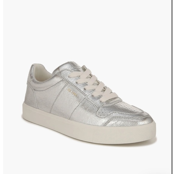 NEW Sam Edelman Metallic Leather Silver Sneakers - Size 8.5 - Picture 4 of 6
